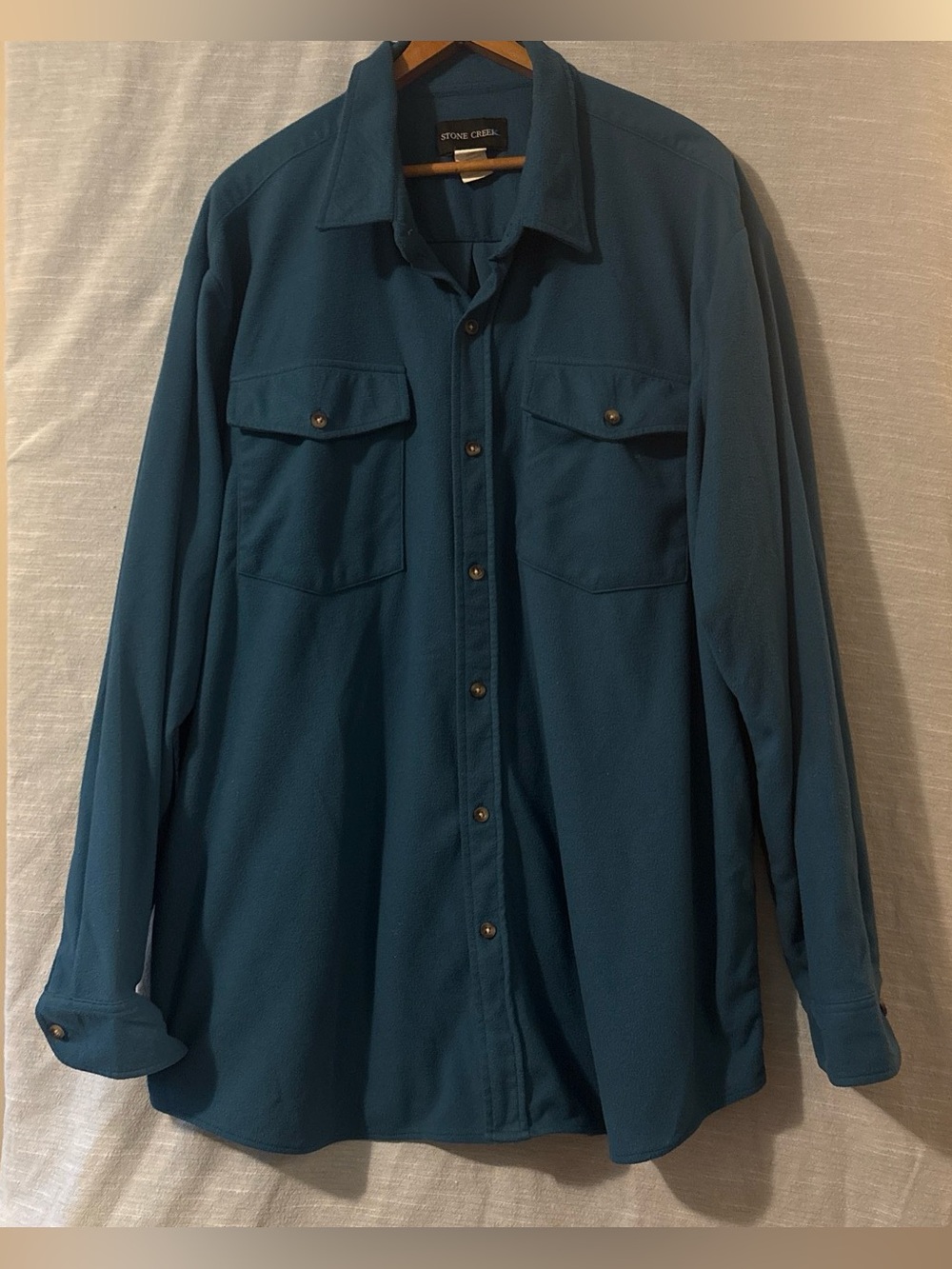 Stone Creek Shirt Button Up Long Sleeve Soft Fleece Teal Blue Men’s Sz XL
